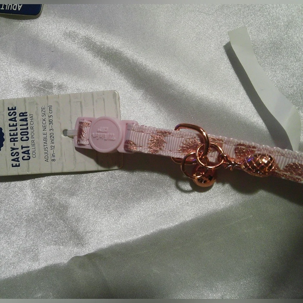 Whisker City Pink Pineapple Adult Cat Collar with Bell and Charm